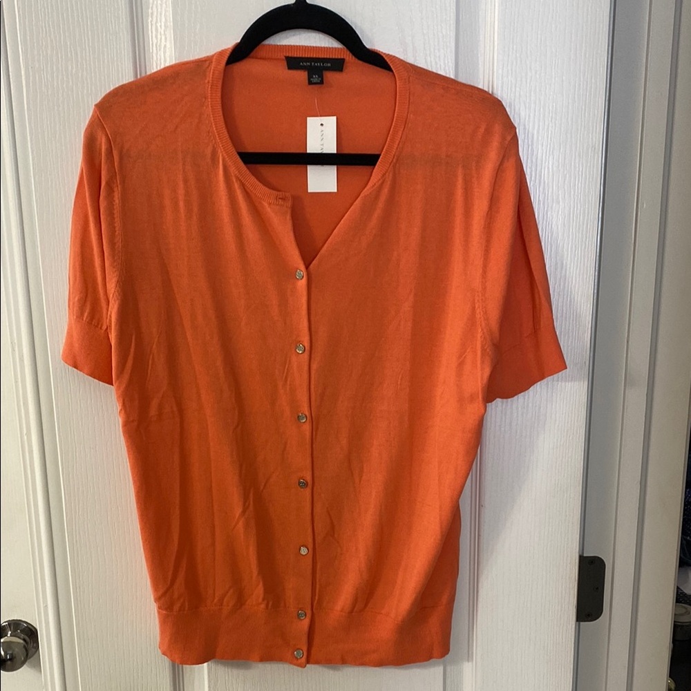 Ann Taylor Orange Button-Up Top